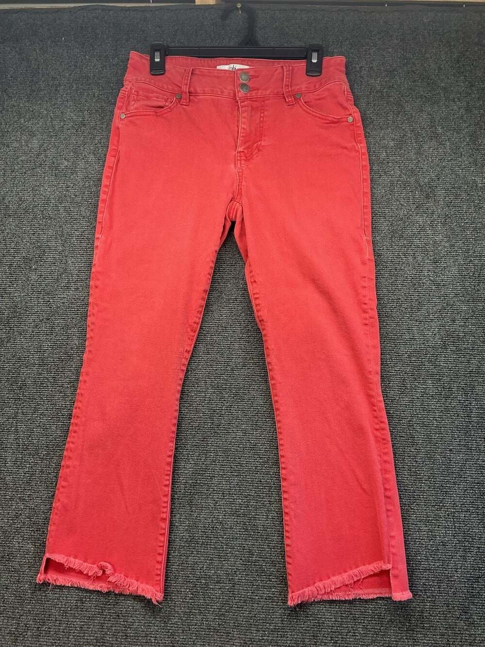 CAbi Jeans Red Hi-Low Crop Raw Hem Jeans